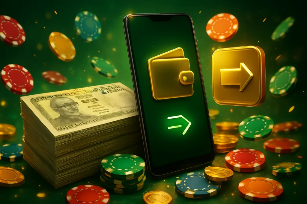 LV666: Easy Deposits and Withdrawals LV666 – Visual representation of quick and convenient financial transactions for a betting platform.